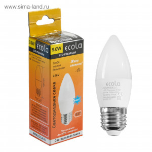 Лампа светодиодная E27 свеча LED 9,0W 220V 2700K (композит) 100x37  Premium