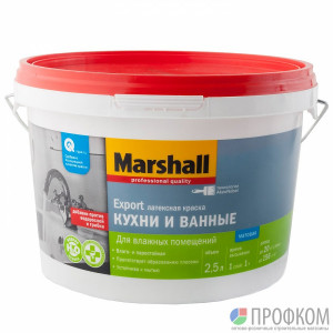 Краска повышенной влагост. для стен Marshall для кухни и ванной BW 2,5л матовая в/д (латексная)