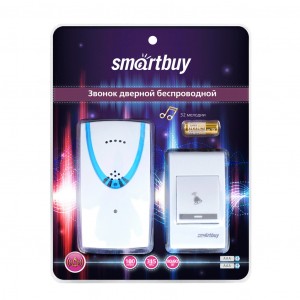 Звонок беспроводной SmartBuy 100м,32 мелодии 2xAAA/A23 с кнопкой белый SBE-11-1-32
