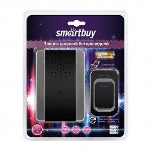 Звонок беспроводной SmartBuy 100м 25 мелодий 2xAA/A23 кноп рег.гром черный 11-DP6-25