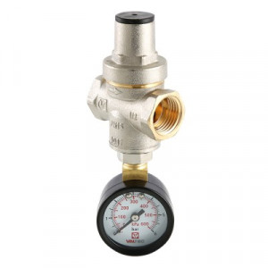 Редуктор давления поршневой с манометром, VALTEC от 0,5 до 5,5 бар 1/2"