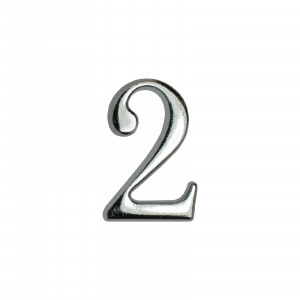 Цифра дверная АЛЛЮР "2" на клеевой основе  хром