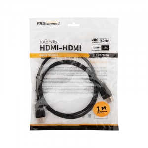 Кабель HDMI шт. - HDMI шт. 2.0, 1м, Gold, PROconnect, 17-6102-6